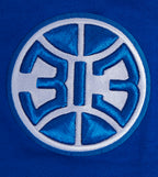 NBA DETROIT PISTONS OLD ENGLISH MEN'S CREWNECK (ROYAL BLUE)