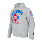 NBA DETROIT PISTONS OLD ENGLISH MEN'S PULLOVER HOODIE (HEATHER GREY)