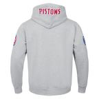 NBA DETROIT PISTONS OLD ENGLISH MEN'S PULLOVER HOODIE (HEATHER GREY)