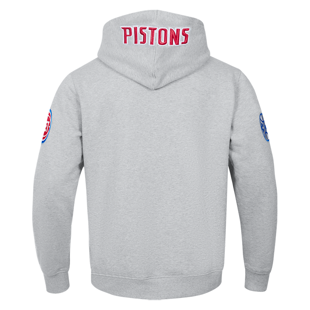 NBA DETROIT PISTONS OLD ENGLISH MEN'S PULLOVER HOODIE (HEATHER GREY)