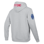 NBA DETROIT PISTONS OLD ENGLISH MEN'S PULLOVER HOODIE (HEATHER GREY)