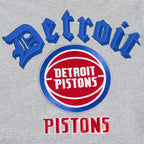 NBA DETROIT PISTONS OLD ENGLISH MEN'S PULLOVER HOODIE (HEATHER GREY)