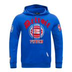 NBA DETROIT PISTONS OLD ENGLISH MEN'S PULLOVER HOODIE (ROYAL BLUE)