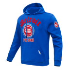 NBA DETROIT PISTONS OLD ENGLISH MEN'S PULLOVER HOODIE (ROYAL BLUE)