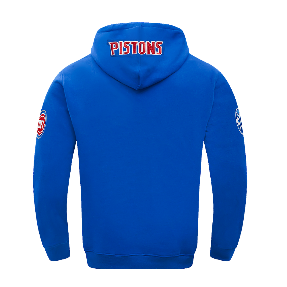 NBA DETROIT PISTONS OLD ENGLISH MEN'S PULLOVER HOODIE (ROYAL BLUE)