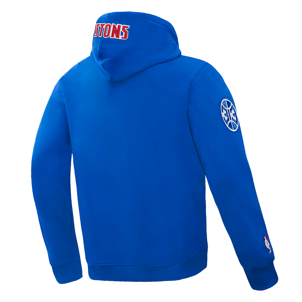 NBA DETROIT PISTONS OLD ENGLISH MEN'S PULLOVER HOODIE (ROYAL BLUE)