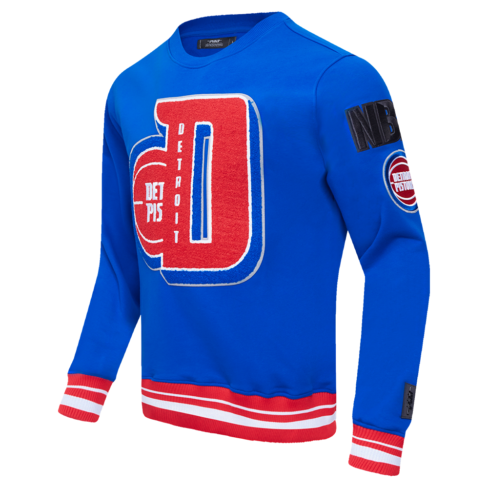 NBA DETROIT PISTONS MASHUP MEN'S RIB CREWNECK (ROYAL BLUE/RED)