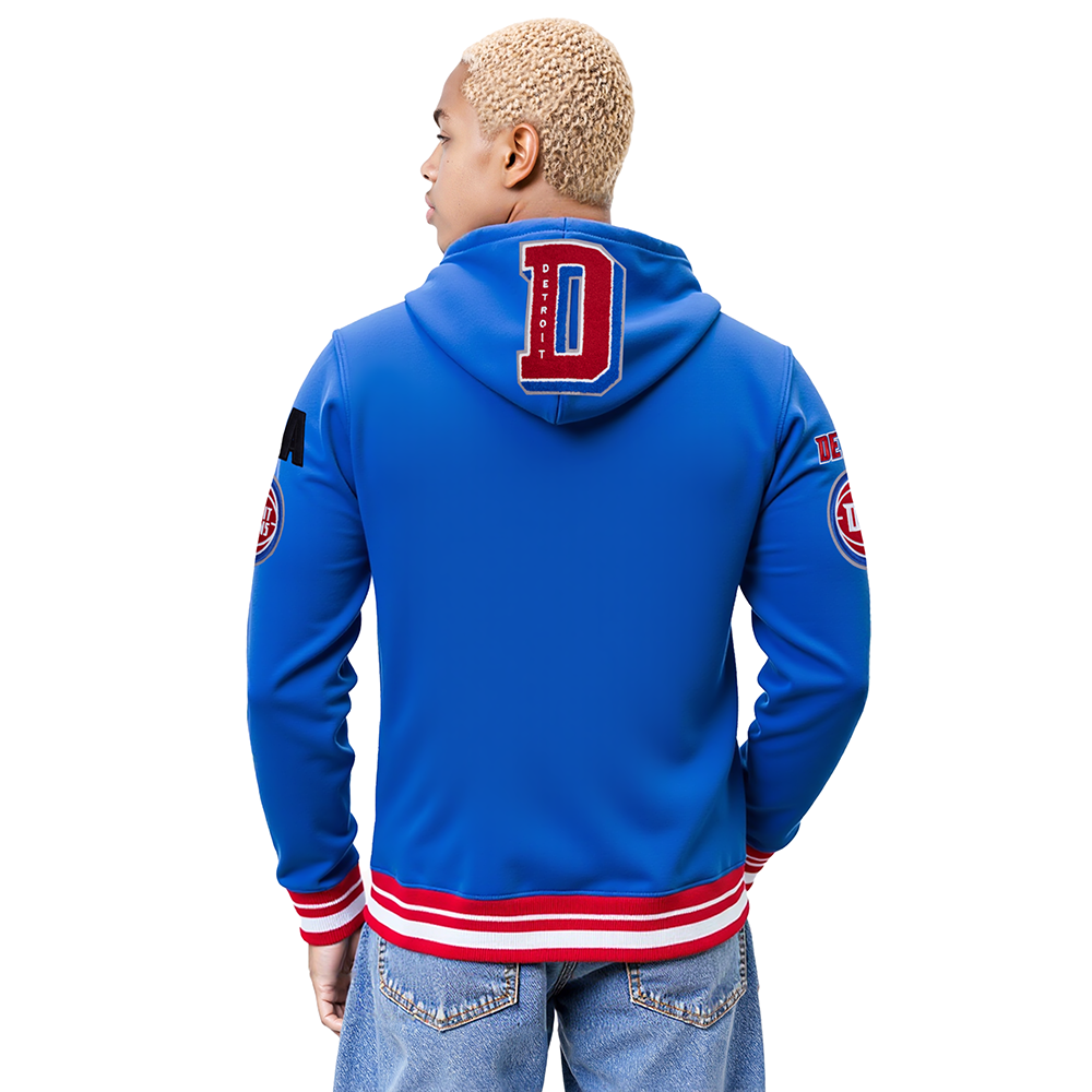 NBA DETROIT PISTONS MASHUP MEN'S RIB PULLOVER HOODIE (ROYAL BLUE/RED)