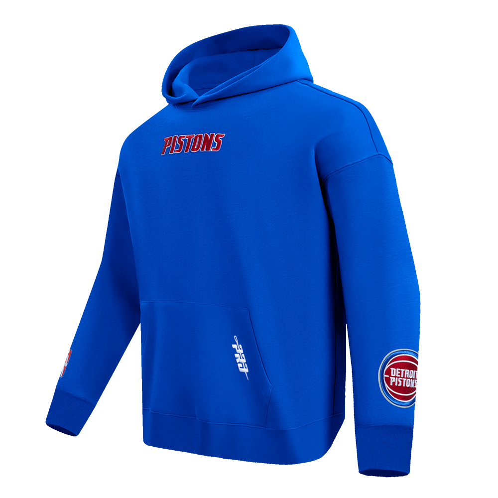 NBA DETROIT PISTONS WINGSPAN MEN'S DROP SHOULDER FLEECE PULLOVER HOODIE (ROYAL BLUE)