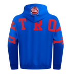 NBA DETROIT PISTONS WINGSPAN MEN'S DROP SHOULDER FLEECE PULLOVER HOODIE (ROYAL BLUE)