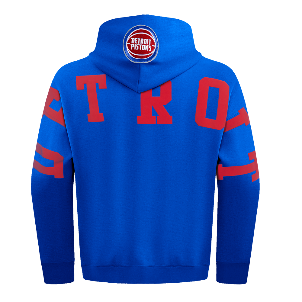 NBA DETROIT PISTONS WINGSPAN MEN'S DROP SHOULDER FLEECE PULLOVER HOODIE (ROYAL BLUE)