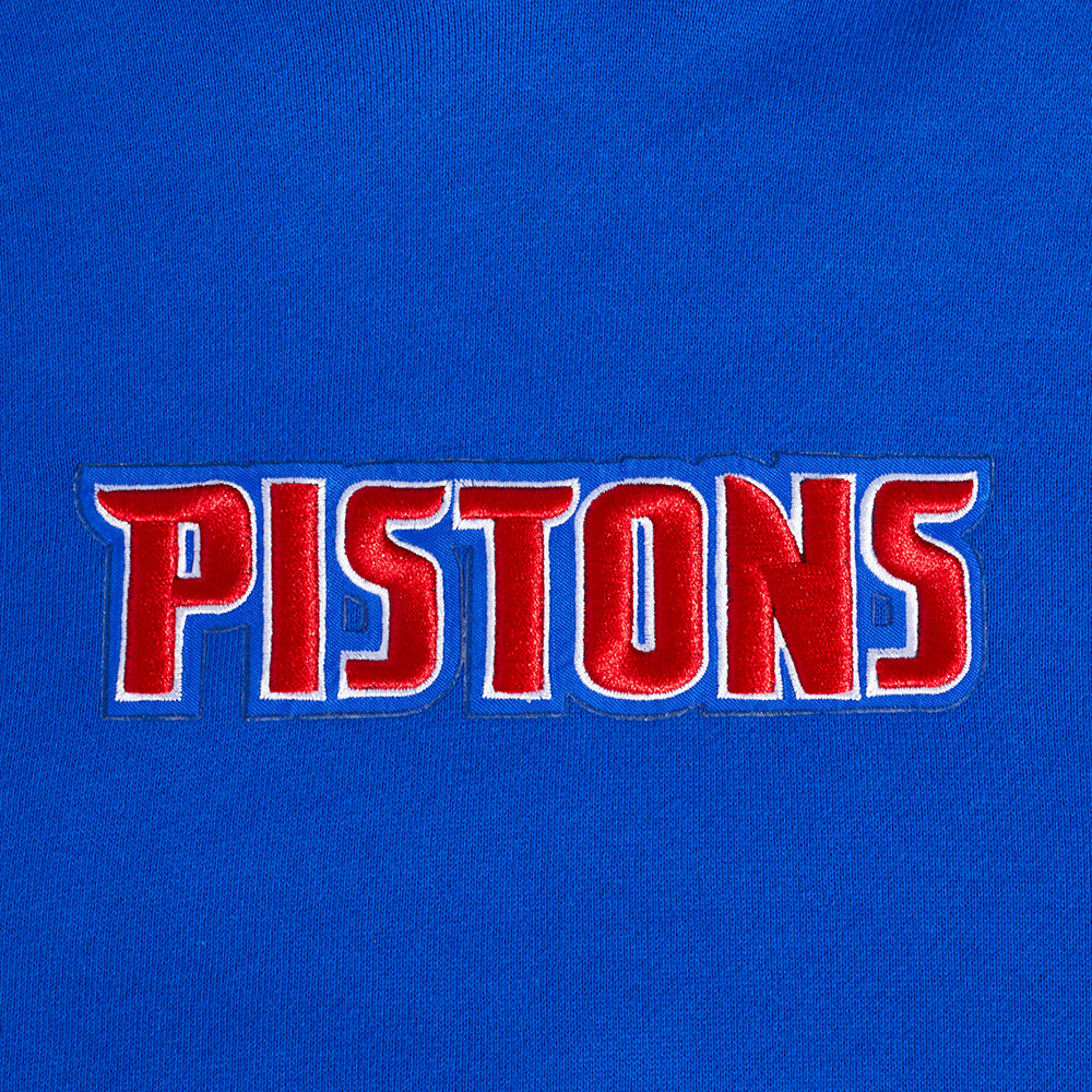 NBA DETROIT PISTONS WINGSPAN MEN'S DROP SHOULDER FLEECE PULLOVER HOODIE (ROYAL BLUE)