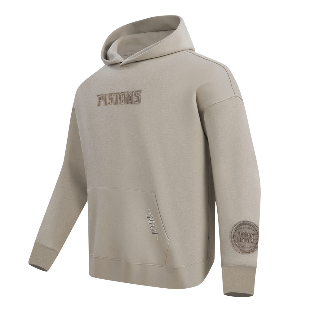 NBA DETROIT PISTONS WINGSPAN MEN'S DROP SHOULDER FLEECE PULLOVER HOODIE (TAUPE)
