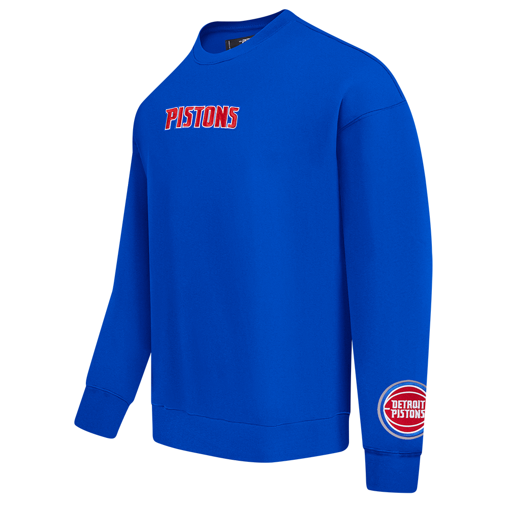 NBA DETROIT PISTONS WINGSPAN MEN'S DROP SHOULDER FLEECE CREWNECK (ROYAL BLUE)