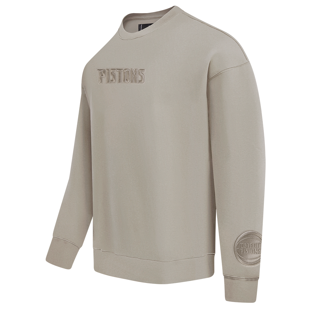 NBA DETROIT PISTONS WINGSPAN MEN'S DROP SHOULDER FLEECE CREWNECK (TAUPE)