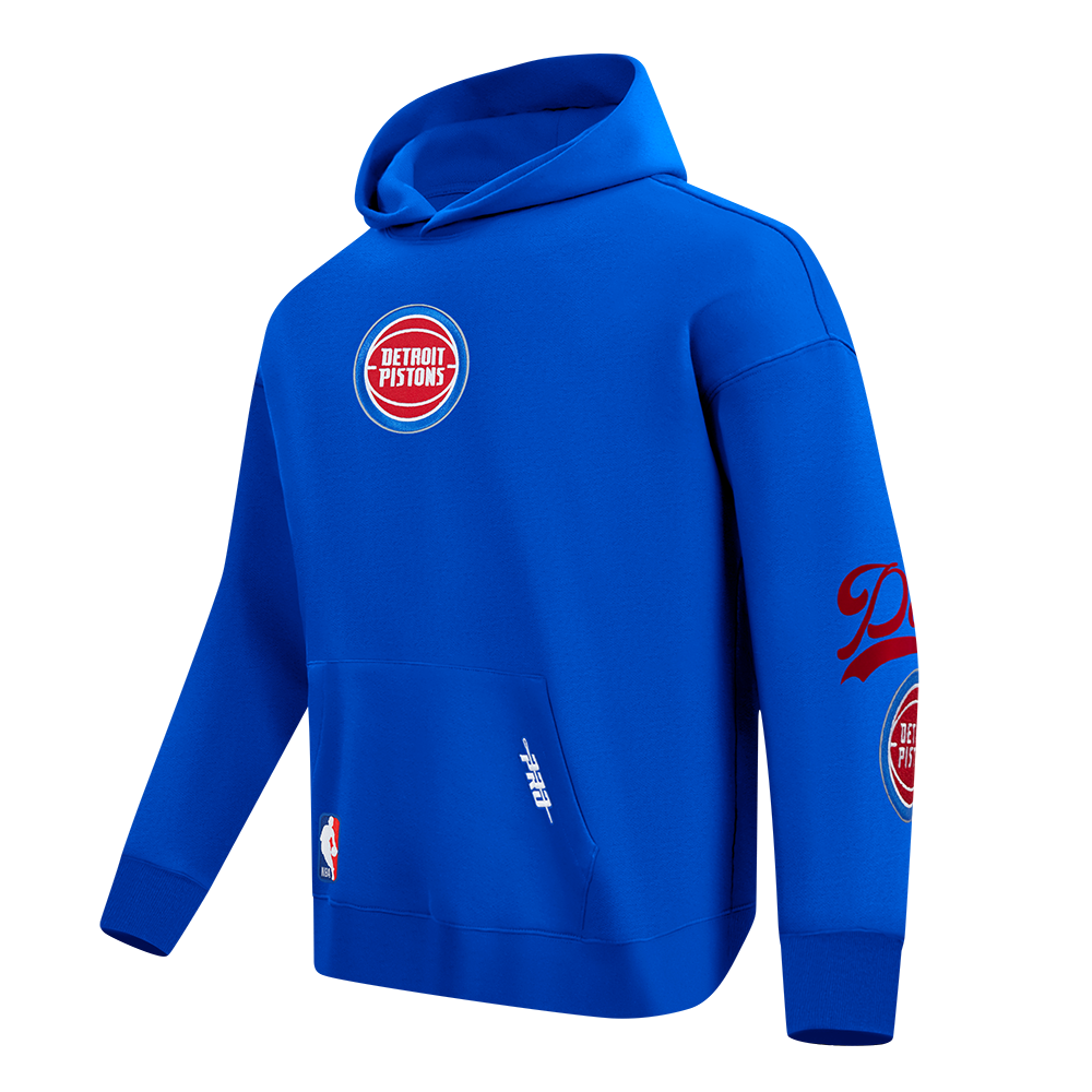 NBA DETROIT PISTONS LIVING LARGE MEN'S DROP SHOULDER FLC PO HOODIE (ROYAL BLUE)