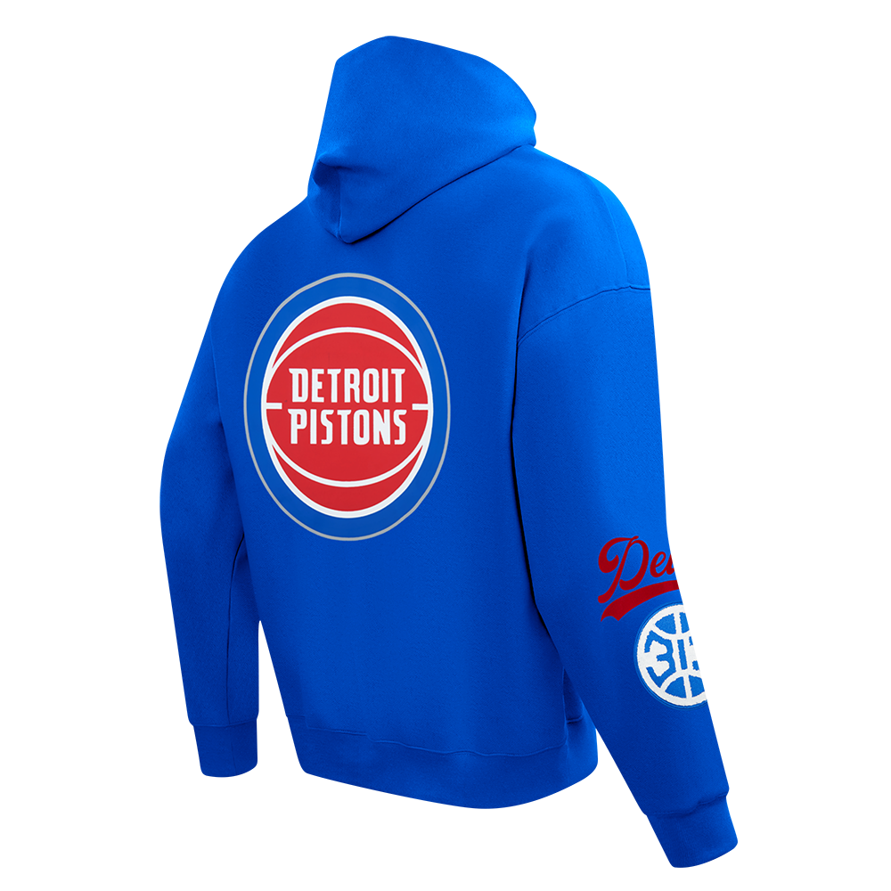 NBA DETROIT PISTONS LIVING LARGE MEN'S DROP SHOULDER FLC PO HOODIE (ROYAL BLUE)