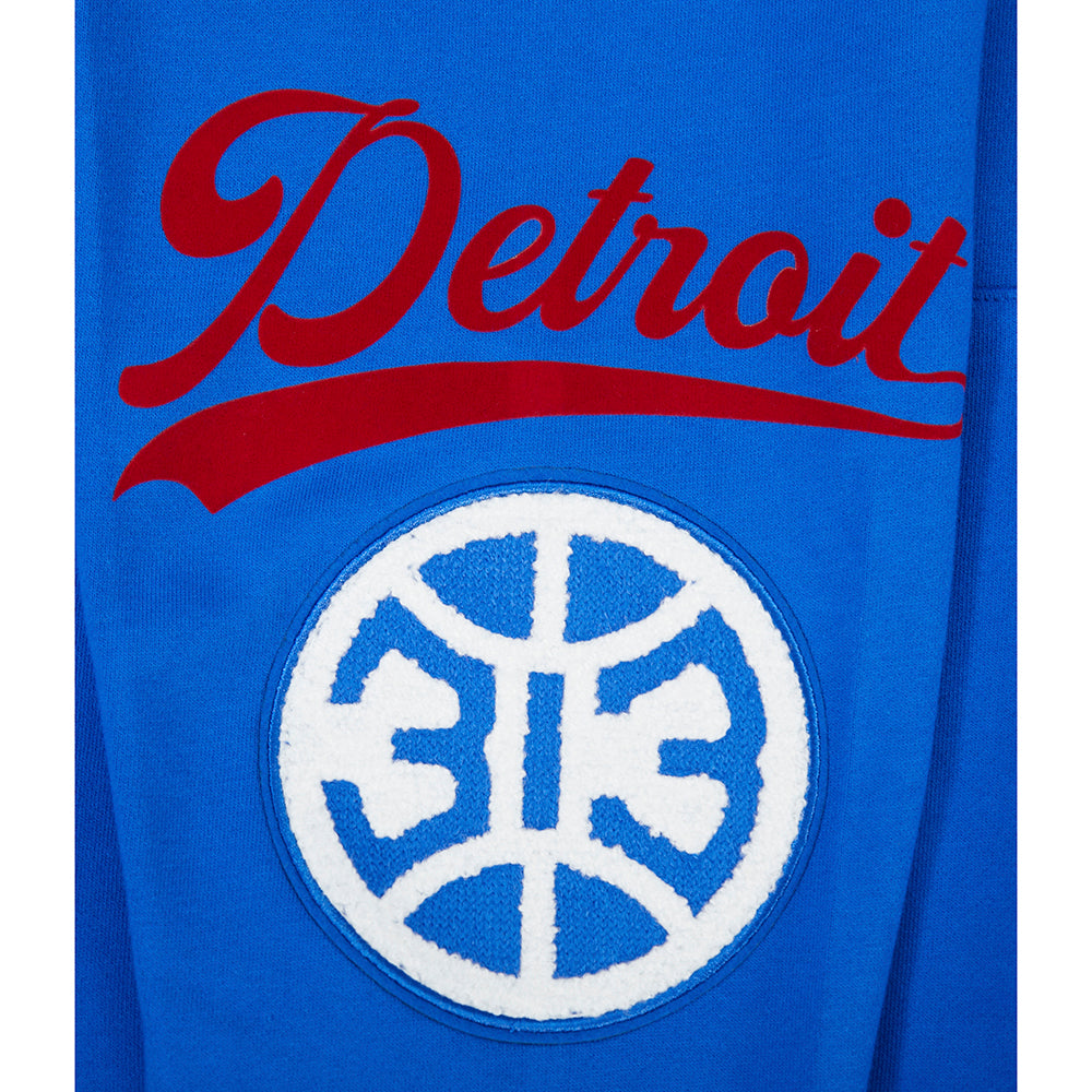 NBA DETROIT PISTONS LIVING LARGE MEN'S DROP SHOULDER FLC PO HOODIE (ROYAL BLUE)