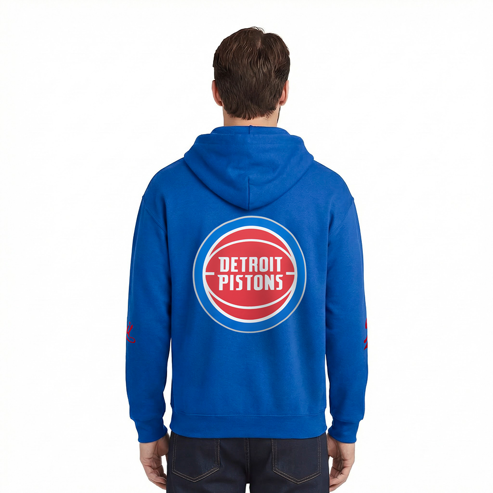 NBA DETROIT PISTONS LIVING LARGE MEN'S DROP SHOULDER FLC PO HOODIE (ROYAL BLUE)