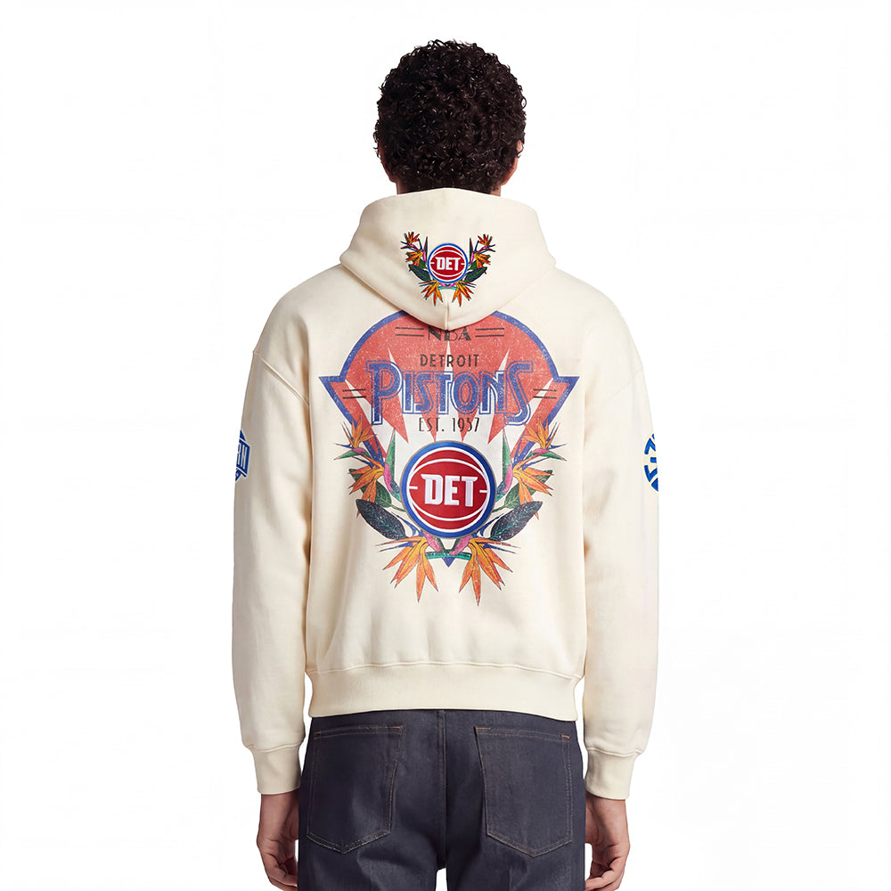 NBA DETROIT PISTONS PARADISE MEN'S PULL OVER HOODIE (EGGSHELL)