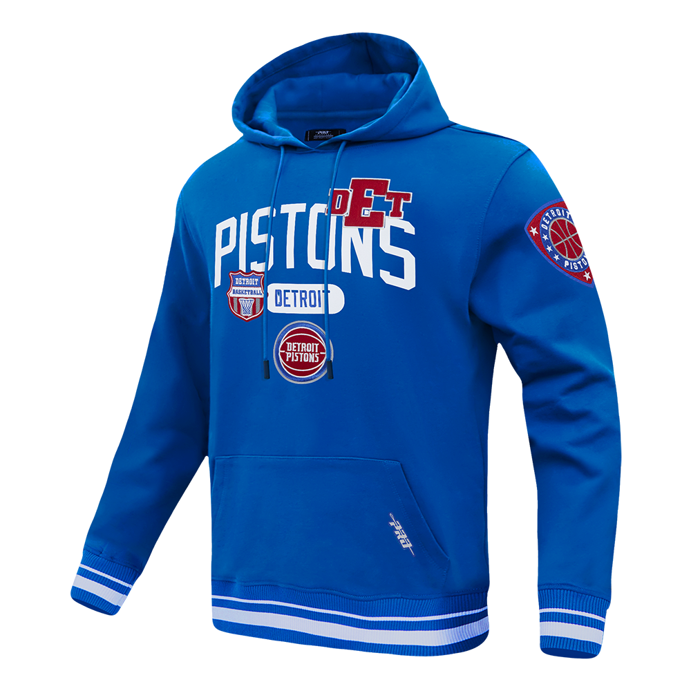 NBA DETROIT PISTONS LETTERMAN CHANDAIL À CAPUCHON POUR HOMME (BLEU ROYAL)