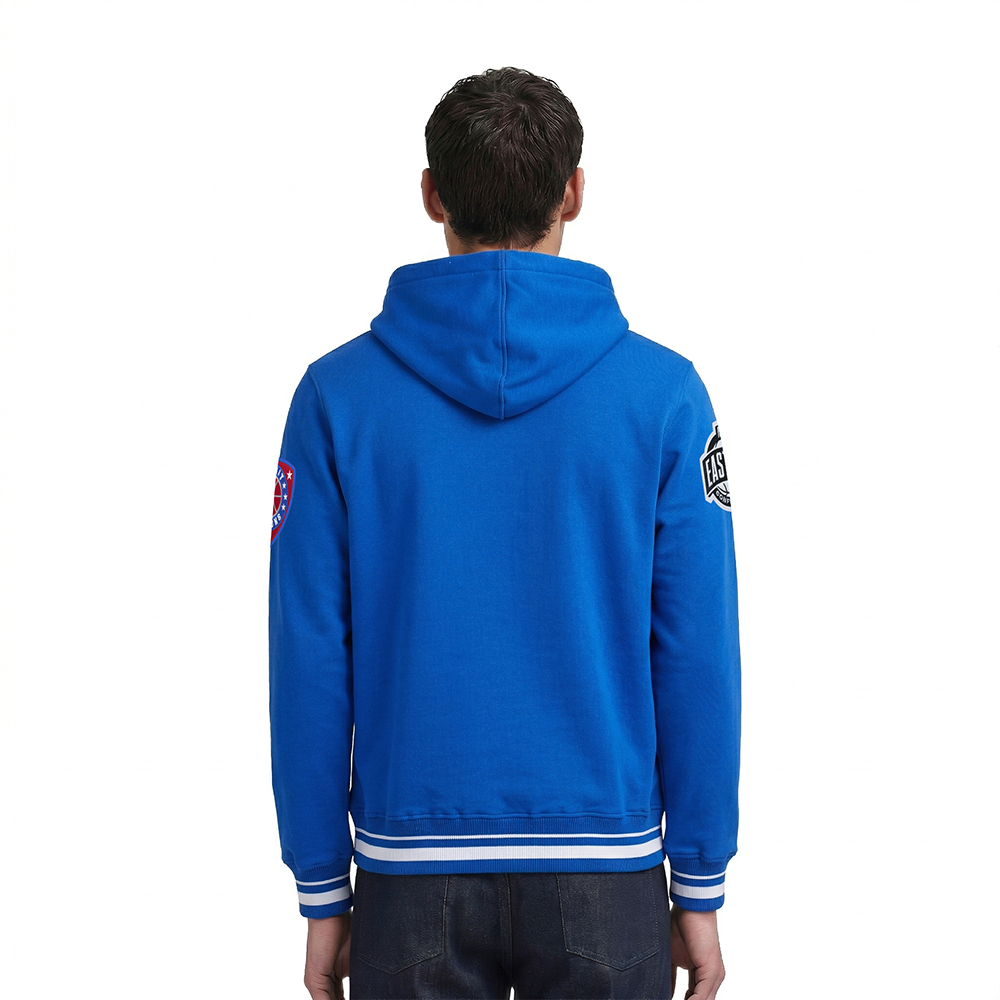 NBA DETROIT PISTONS LETTERMAN MEN'S PULL OVER HOODIE (ROYAL BLUE)
