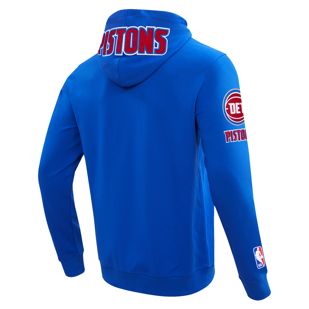 NBA DETROIT PISTONS CLASSIC CHENILLE MEN'S FULL ZIP HOODIE (ROYAL BLUE)