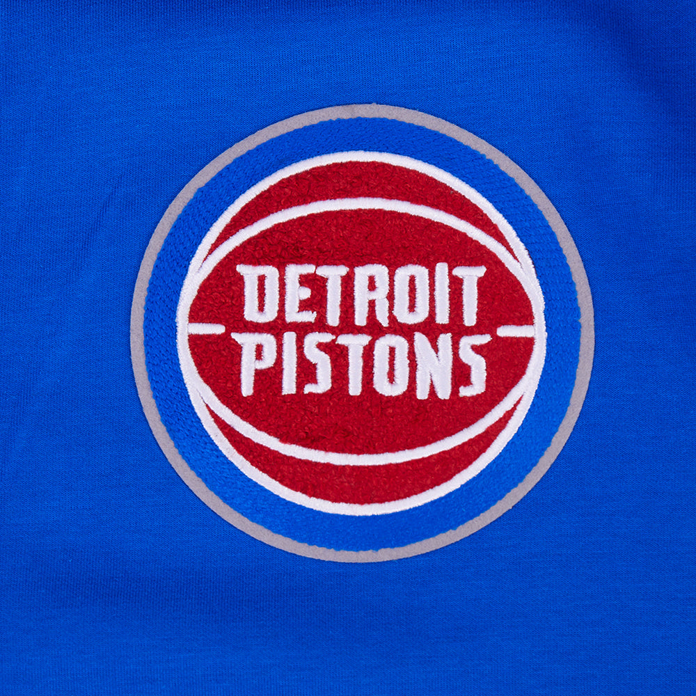 NBA DETROIT PISTONS CLASSIC CHENILLE MEN'S FULL ZIP HOODIE (ROYAL BLUE)