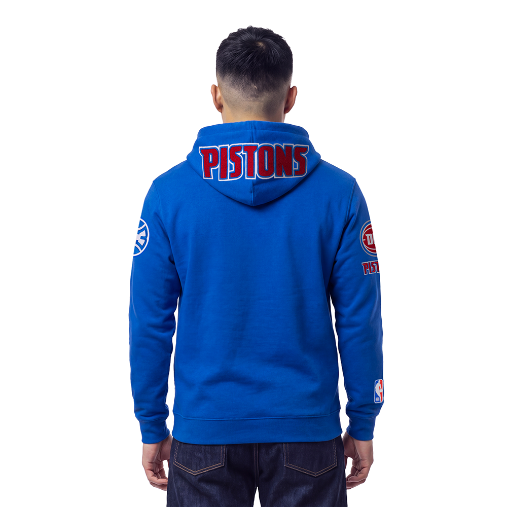 NBA DETROIT PISTONS CLASSIC CHENILLE MEN'S FULL ZIP HOODIE (ROYAL BLUE)