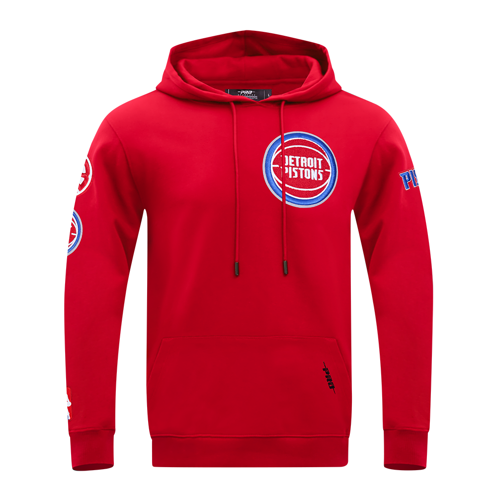 NBA DETROIT PISTONS CLASSIC CHANDAIL À CAPUCHON EN MAILLE DOUBLE ET CHENILLE POUR HOMME (ROUGE)