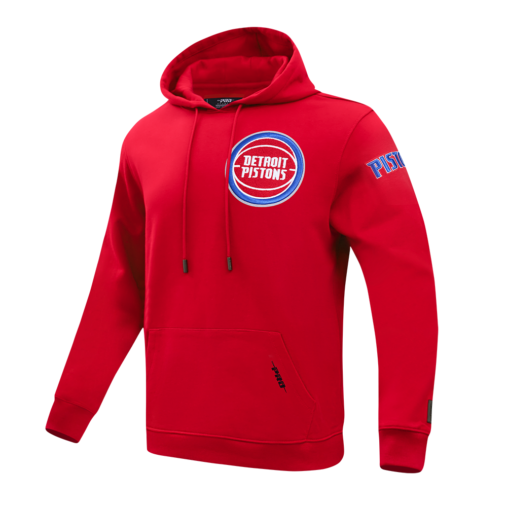 NBA DETROIT PISTONS CLASSIC CHANDAIL À CAPUCHON EN MAILLE DOUBLE ET CHENILLE POUR HOMME (ROUGE)