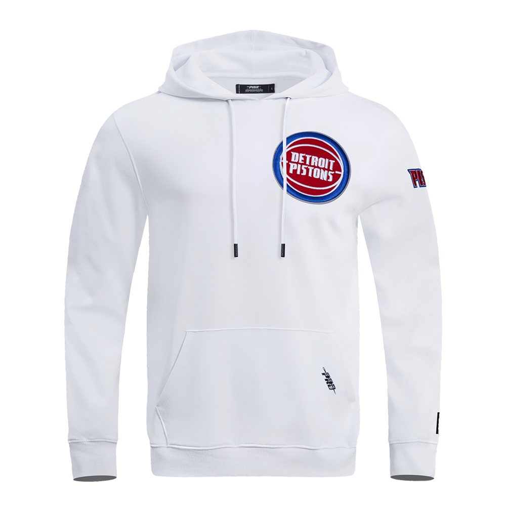 NBA DETROIT PISTONS CLASSIC CHENILLE MEN'S PULLOVER HOODIE (WHITE)