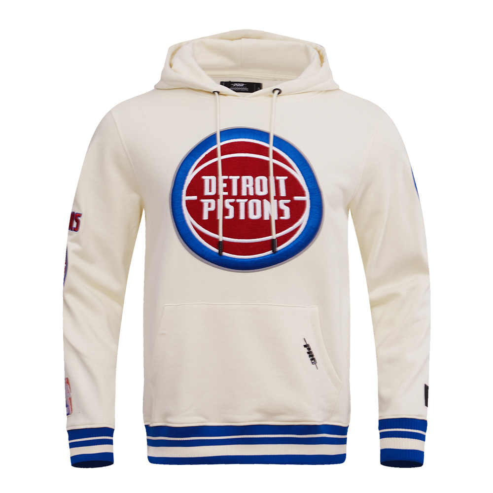 NBA DETROIT PISTONS RETRO CLASSIC CHANDAIL À CAPUCHON POUR HOMME (COQUILLE D'ŒUF/BLEU ROYAL)