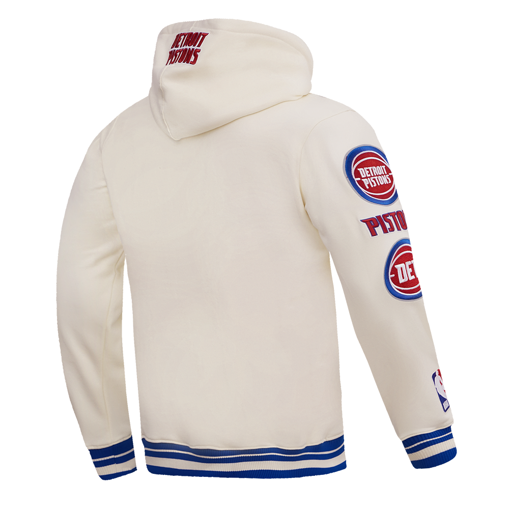 NBA DETROIT PISTONS RETRO CLASSIC MEN'S PULLOVER HOODIE (EGGSHELL/ ROYAL BLUE)