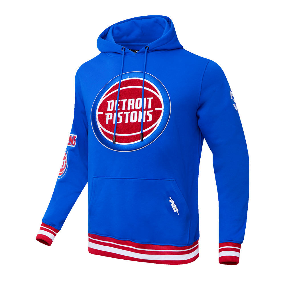 NBA DETROIT PISTONS RETRO CLASSIC MEN'S PULLOVER HOODIE (ROYAL BLUE/RED)