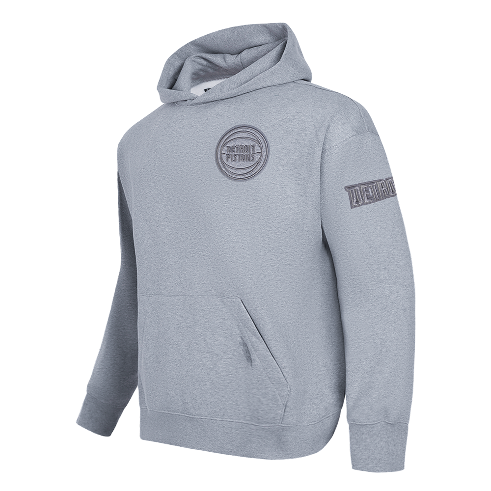NBA DETROIT PISTONS NEUTRAL MEN'S DROP SHOULDER PULLOVER HOODIE (DARK HEATHER GRAY)