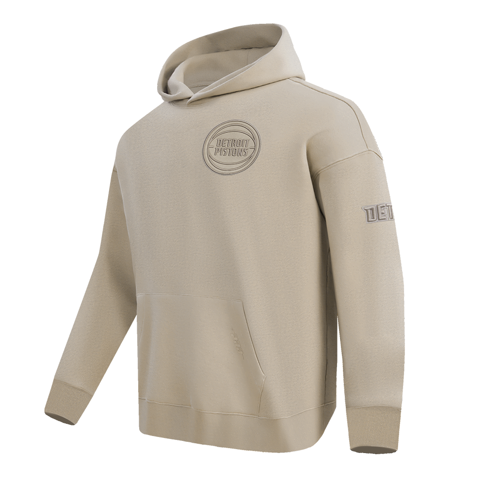 NBA DETROIT PISTONS NEUTRAL DROP SHOULDER FLEECE PULLOVER HOODIE (TAUPE)