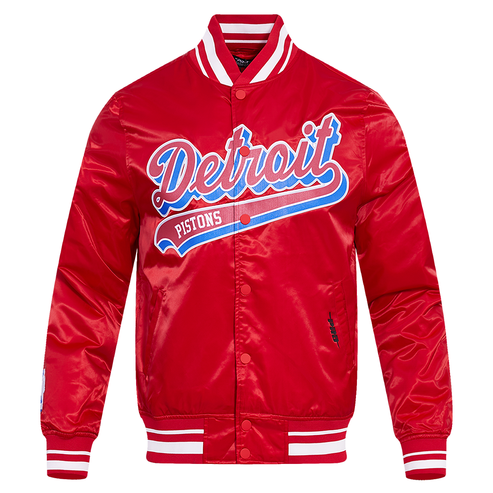 NBA DETROIT PISTONS SCRIPT TAIL BLOUSON EN SATIN POUR HOMME (ROUGE)