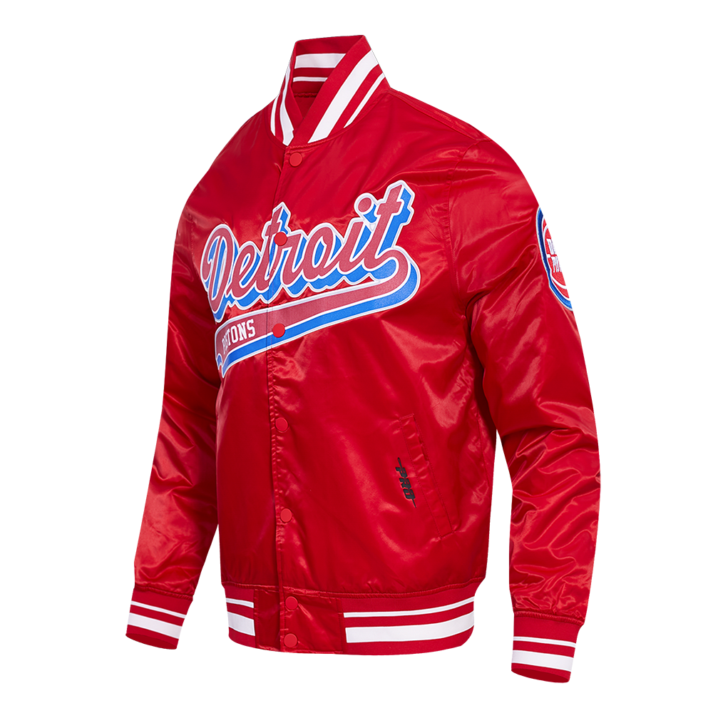 NBA DETROIT PISTONS SCRIPT TAIL BLOUSON EN SATIN POUR HOMME (ROUGE)