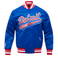 NBA DETROIT PISTONS SCRIPT TAIL BLOUSON EN SATIN POUR HOMME (BLEU ROYAL/ROUGE)