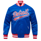 NBA DETROIT PISTONS SCRIPT TAIL BLOUSON EN SATIN POUR HOMME (BLEU ROYAL/ROUGE)