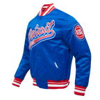 NBA DETROIT PISTONS SCRIPT TAIL BLOUSON EN SATIN POUR HOMME (BLEU ROYAL/ROUGE)