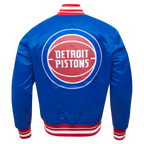 NBA DETROIT PISTONS SCRIPT TAIL BLOUSON EN SATIN POUR HOMME (BLEU ROYAL/ROUGE)