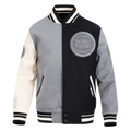 NBA DETROIT PISTONS REVERSE FRENCH TERRY MEN'S VARSITY JACKET (BLACK/GRAY/EGGSHELL)