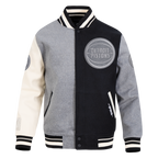 NBA DETROIT PISTONS REVERSE FRENCH TERRY MEN'S VARSITY JACKET (BLACK/GRAY/EGGSHELL)