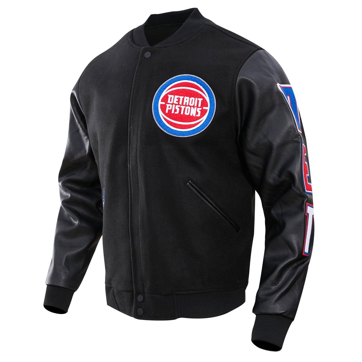 NBA DETROIT PISTONS CLASSIC WOOL MEN'S VARSITY JACKET (BLACK)