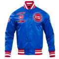 NBA DETROIT PISTONS RETRO CLASSIC MEN'S RIB SATIN JACKET (ROYAL BLUE/RED)