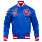 NBA DETROIT PISTONS RETRO CLASSIC MEN'S RIB SATIN JACKET (ROYAL BLUE/RED)