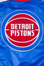 NBA DETROIT PISTONS RETRO CLASSIC MEN'S RIB SATIN JACKET (ROYAL BLUE/RED)