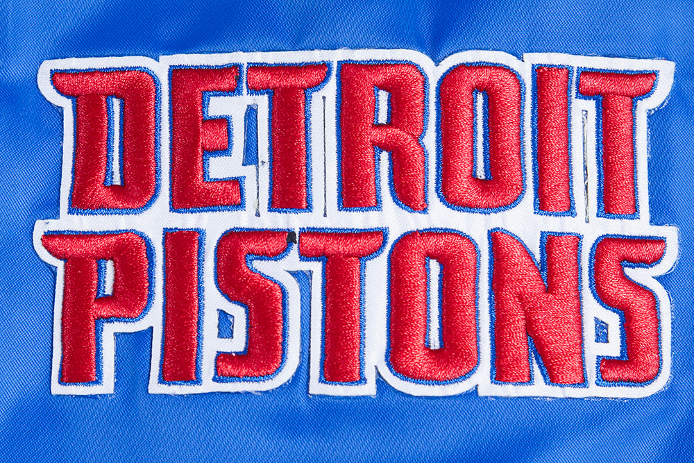 NBA DETROIT PISTONS RETRO CLASSIC MEN'S RIB SATIN JACKET (ROYAL BLUE/RED)